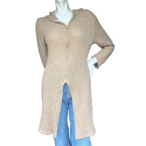 Vintage 90's Forever 21 USA MADE Hooded Tan Knit Zip Up Duster Cardigan Large